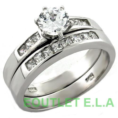 1.36CT CZ SOLID STERLING SILVER WEDDING SET-size 10